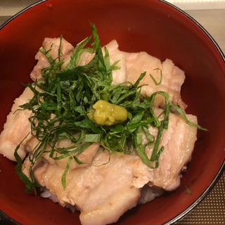 かける すし酢で塩豚バラ丼^_^